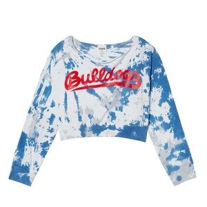 Pink Victoria’s Secret College Collect. Fresno Bulldogs Tie-Dye Cropped Pullover